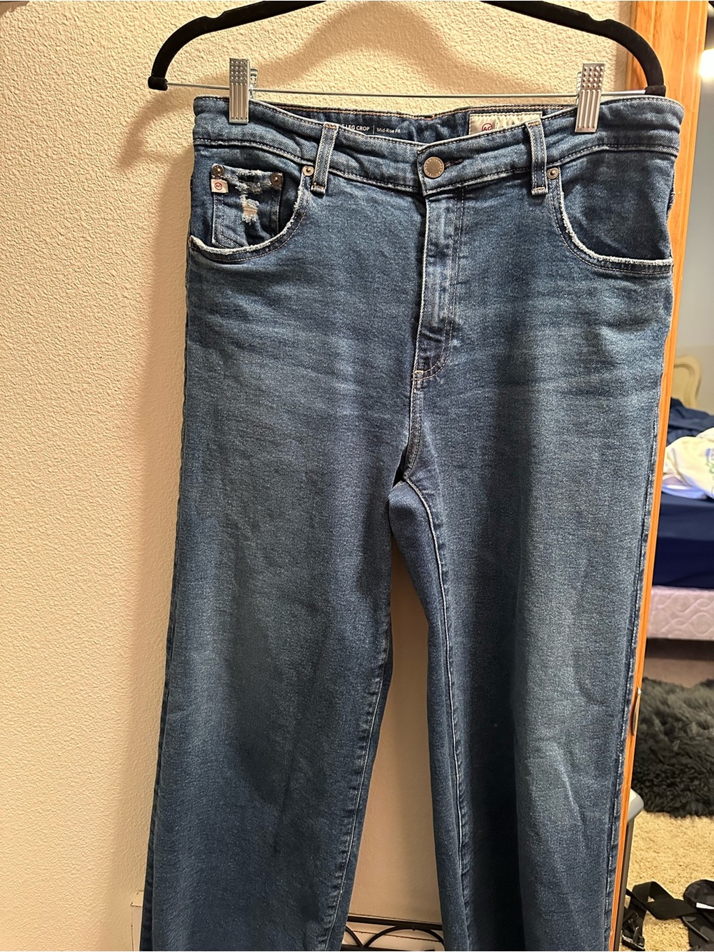 Ag Adriano Goldschmied High-Rise Wide Leg Jeans in Medium Blue